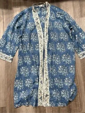Pottery Barn | Intimates & Sleepwear | Pottery Barn Blue Floral Cotton ...
